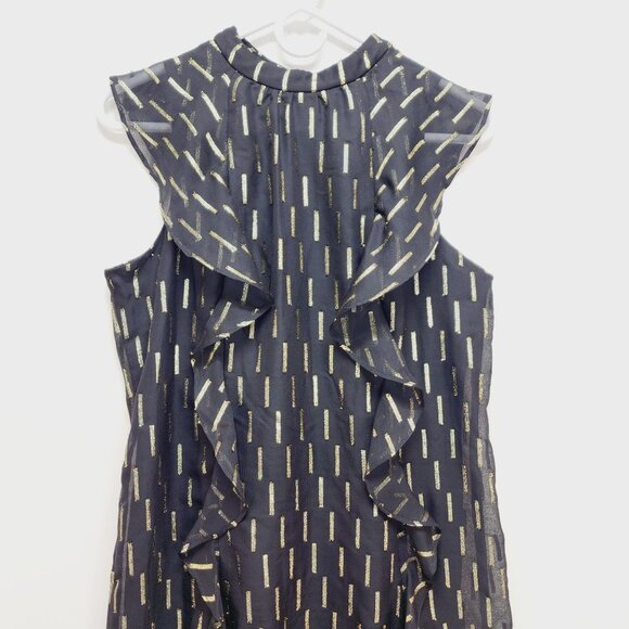 WorthingtoMid Dress Womens Sleeveless Black Metallic Ruffle Size 6 - Picture 12 of 14